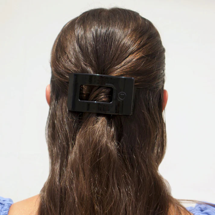Teleties Rectangle Flat Jet Black Hair Clip Small - PinkPro Beauty Supply
