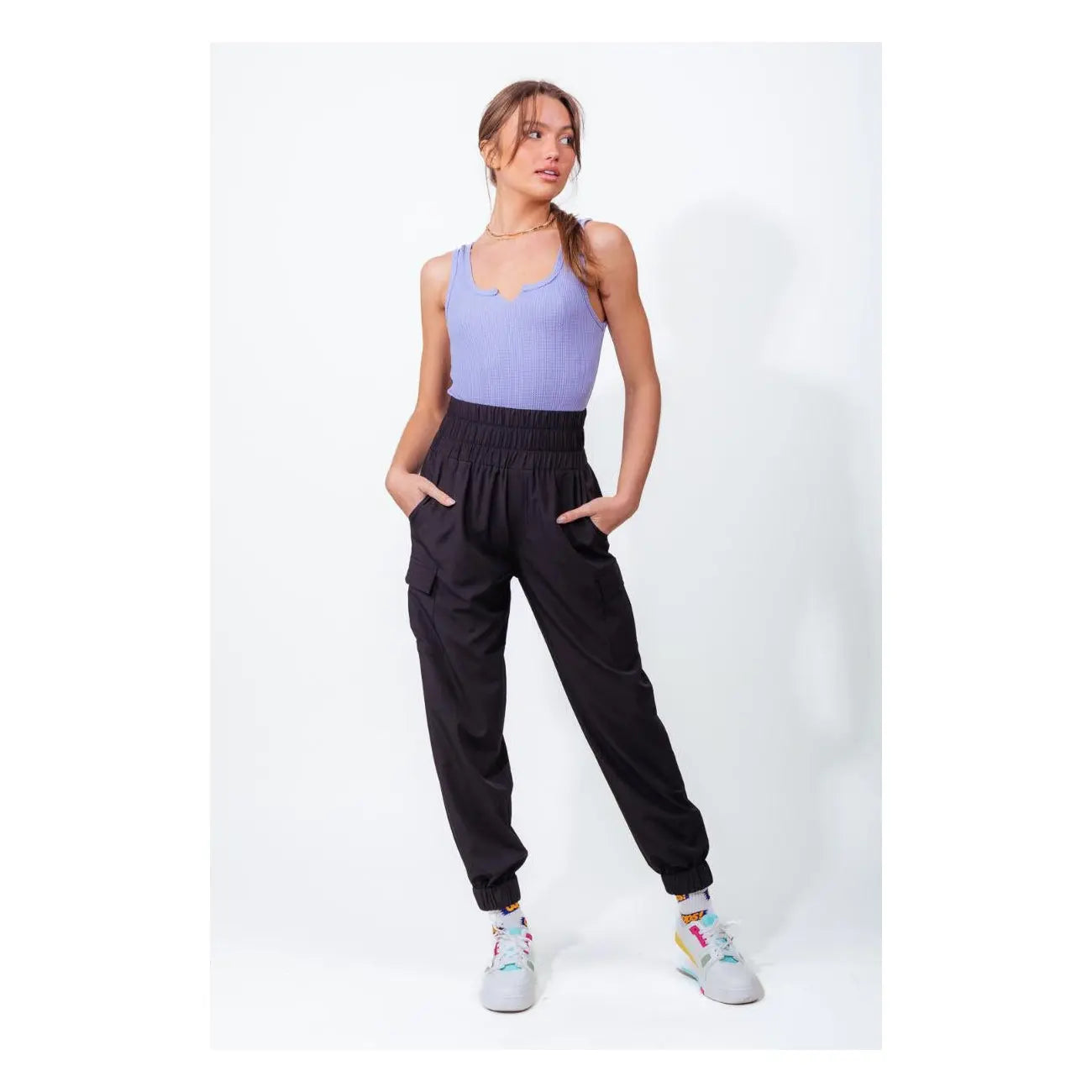 Joggers High Waisted Active Black PinkPro Beauty Supply