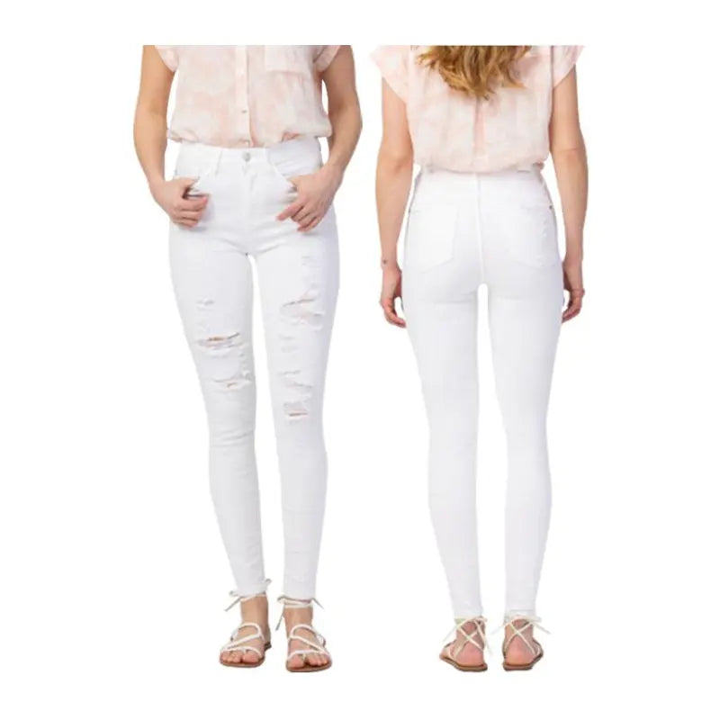 Judy Blue Destroyed Skinny Jeans White Judy Blue