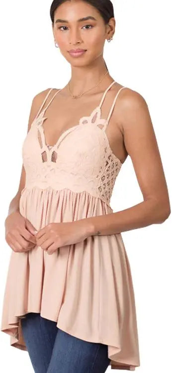 Lace Tank Top Blush PinkPro Beauty Supply