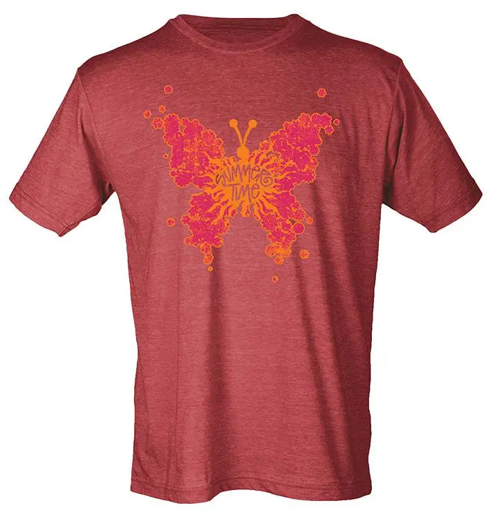 Ladies Tee Summertime Butterfly Heather Burgundy PinkPro Beauty Supply