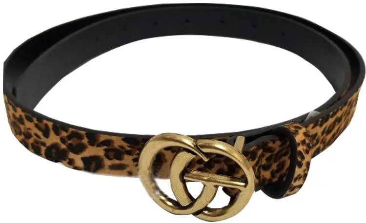 Leopard Faux Leather Gold Buckle Belt PinkPro Beauty Supply