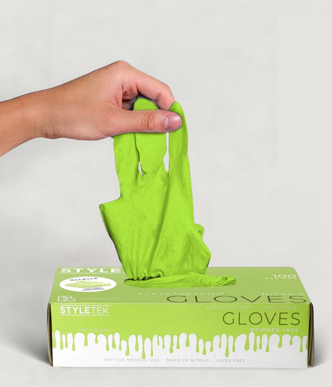 Styletek Lime Green Deluxe Grip Nitrile Gloves - Small