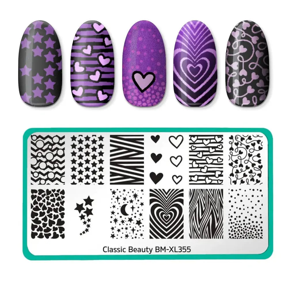 Maniology Classic Beauty Hearts + Stars - Nail Stamping Plate Maniology