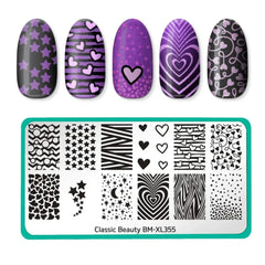 Maniology Classic Beauty Hearts + Stars - Nail Stamping Plate Maniology