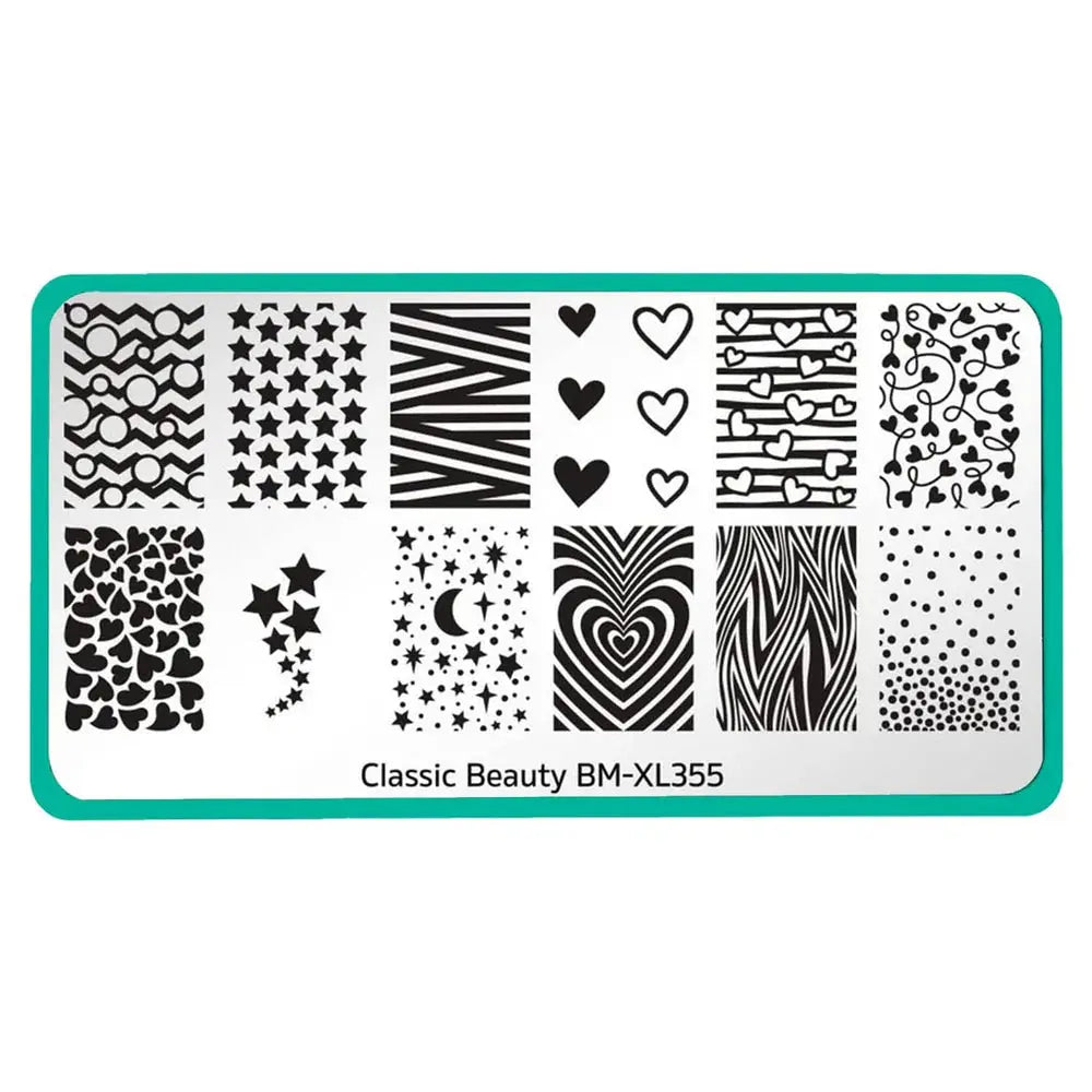 Maniology Classic Beauty Hearts + Stars - Nail Stamping Plate Maniology