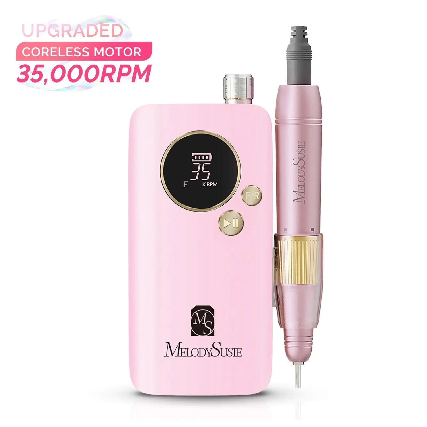 MelodySusie (SM200F) Plus Rechargeable 35000RPM Nail Drill - Pink MelodySusie