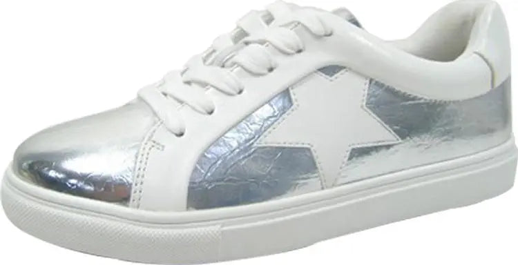 Metallic Silver Star Sneakers PinkPro Beauty Supply