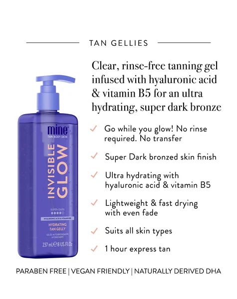 MineTan Invisible Glow Hydrating Tan Gelly - Super Dark 8 oz.