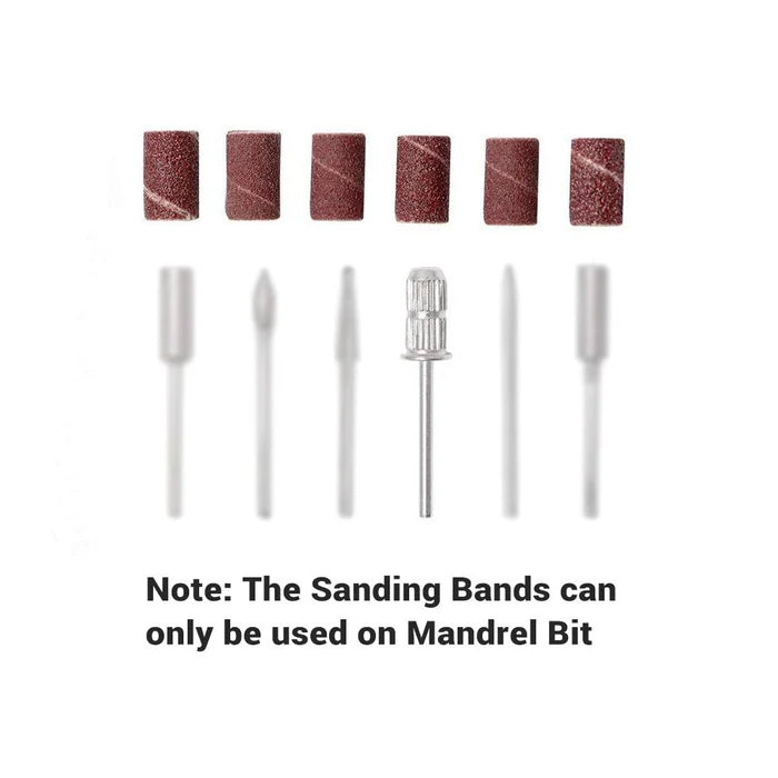 MelodySusie Colorful 100 pieces Professional Sanding Bands With Mandrel Drill Bit - Red 80# Grit - PinkPro Beauty Supply
