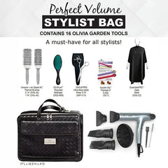 Olivia Garden Perfect Volume Stylist Tool Bag Kit with Blue & Silver Blow Dryer Olivia Garden