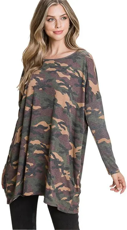 Oversized Camo Tunic PinkPro Beauty Supply