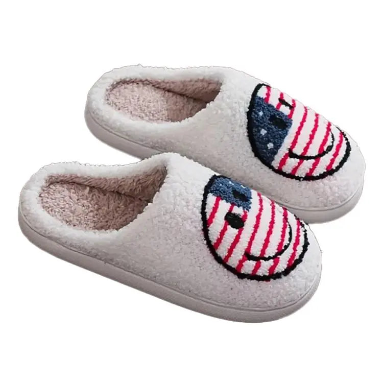 Patriotic Smiley Face Slippers PinkPro Beauty Supply