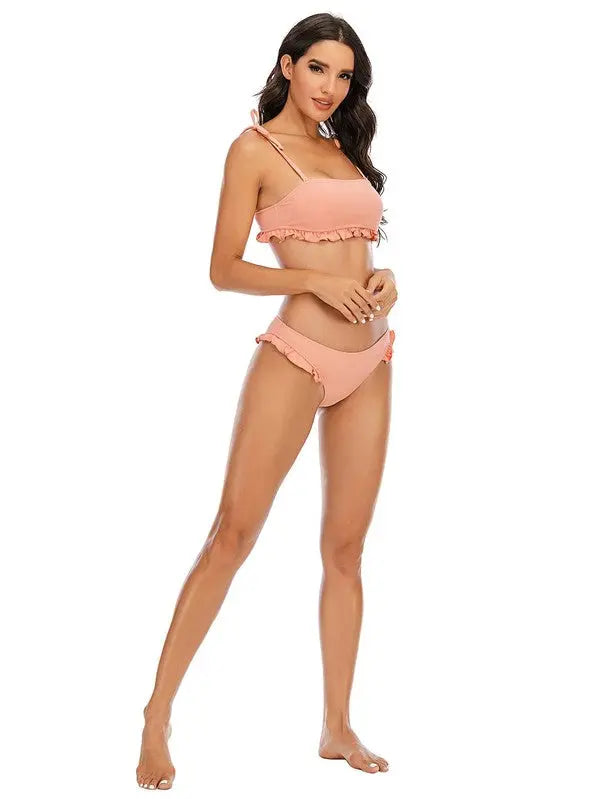 Peach Ruffle Bikini Swimsuit PinkPro Beauty Supply