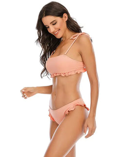 Peach Ruffle Bikini Swimsuit PinkPro Beauty Supply