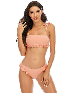 Peach Ruffle Bikini Swimsuit PinkPro Beauty Supply