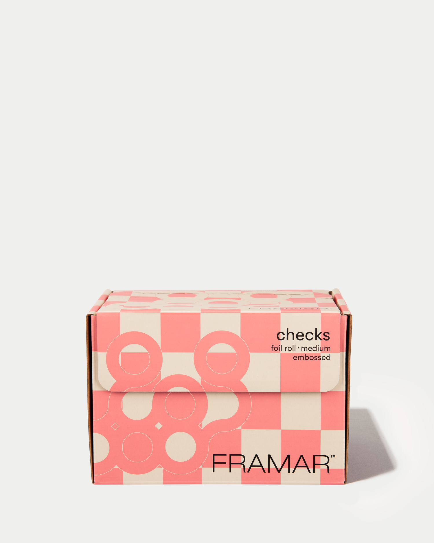 Framar Checkered Beige Pink Embossed Roll 320 Feet