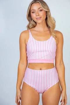 Pink Stripe Reversible Tankini Swimsuit PinkPro Beauty Supply