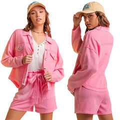 Pink Washed Thermal Shacket PinkPro Beauty Supply