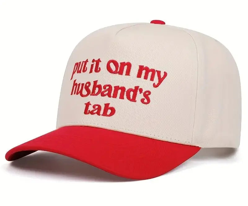 Put It On My Husbands Tab Cap - Red & White PinkPro Beauty Supply