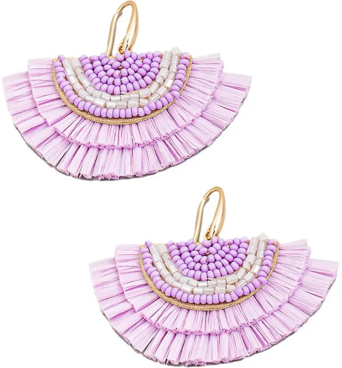 Raffia Half Moon Earrings PinkPro Beauty Supply