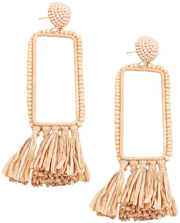 Raffia Rectangle Earrings PinkPro Beauty Supply