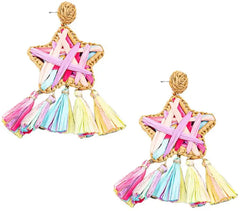 Raffia Star Tassel Earrings PinkPro Beauty Supply