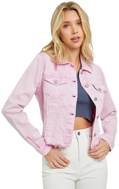 Risen Acid Pink Fray Hem Jacket Risen