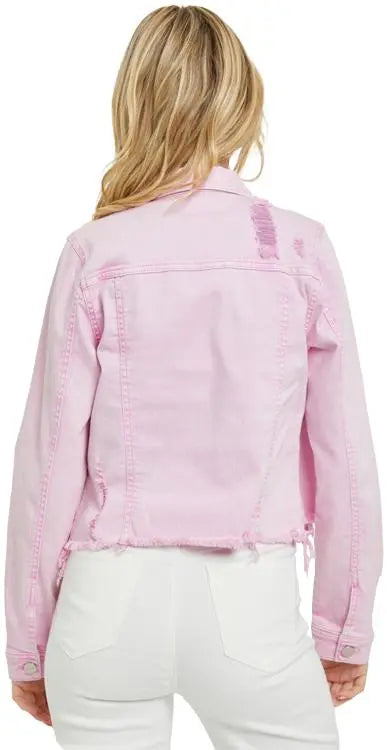 Risen Acid Pink Fray Hem Jacket Risen