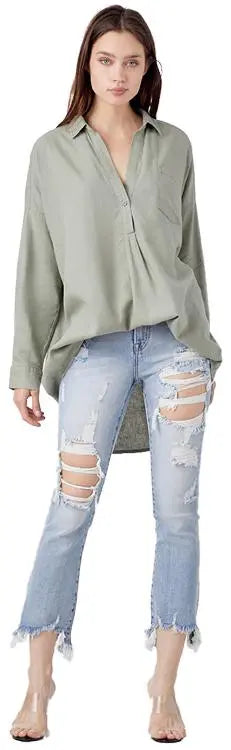 Risen Jeans Ankle Flare Split Size Risen