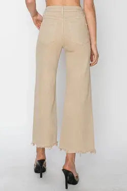 Risen Taupe High Rise Wide Crop Pants Risen