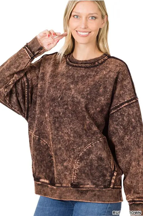 Rust Mineral Wash Sweatshirt PinkPro Beauty Supply