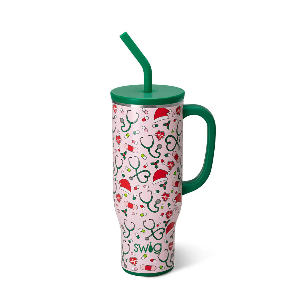 Swig Life Mega Mug 30oz Santa's Scrubs