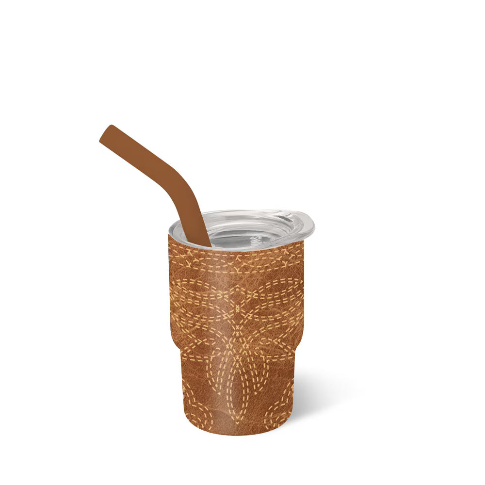 Swig Life Tiny Tumbler 2 oz Saddle Stitch Cognac