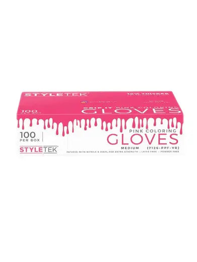 STYLETEK PINK COLORING GLOVES MEDIUM StyleTek