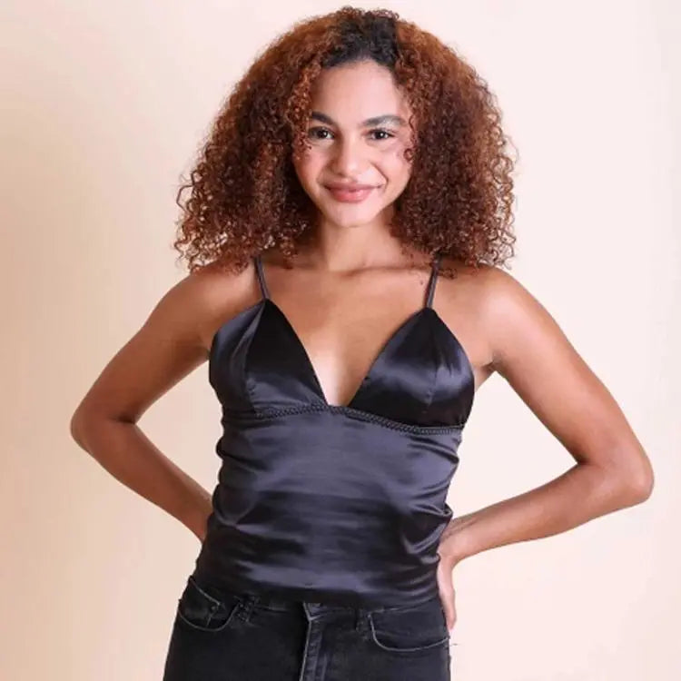 Satin Longline Bralette Black PinkPro Beauty Supply