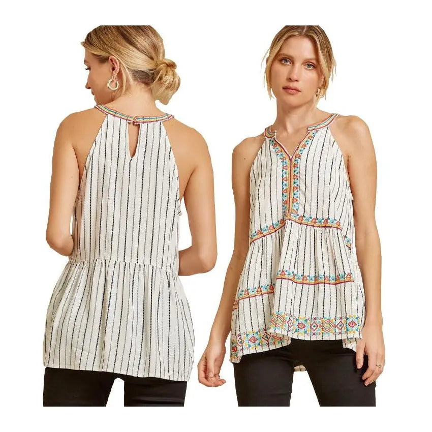 Savannah Jane Tank Embroidered Stripe Savannah jane