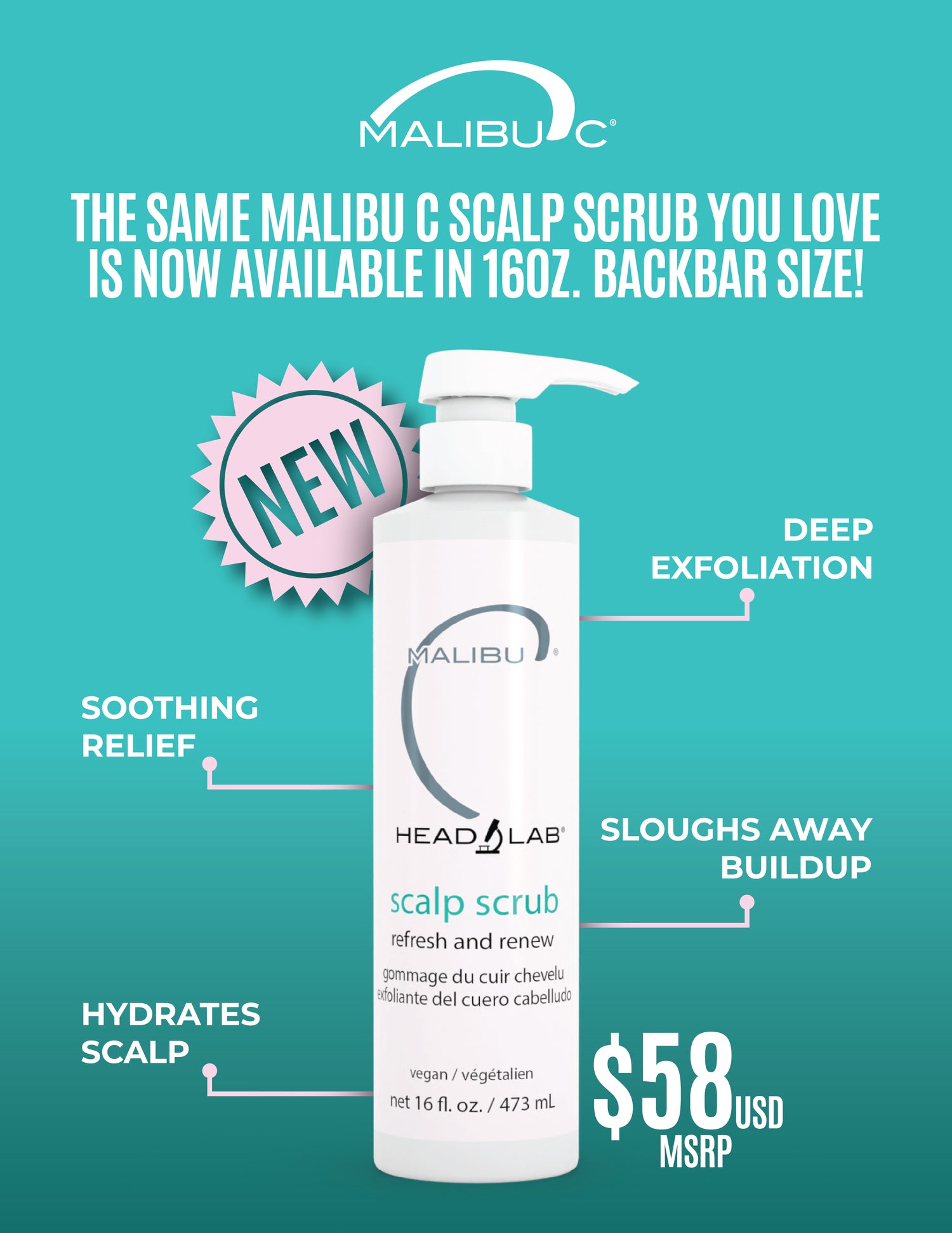 Malibu C Scalp Scrub Refresh and Renew 16oz