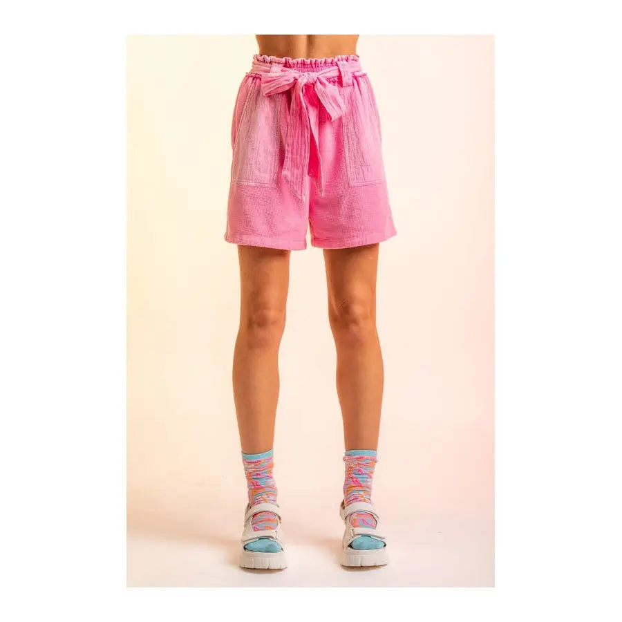 Shorts Washed Thermal Knit Pink PinkPro Beauty Supply