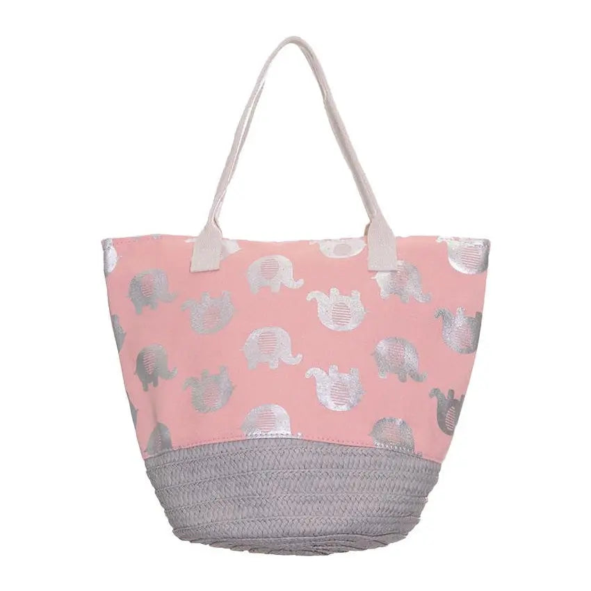 Beach Bag Elephant Pink/Sliver - PinkPro Beauty Supply