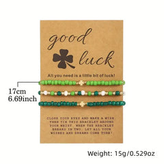 St. Patricks Day 3 Piece Bracelet Set Green PinkPro Beauty Supply