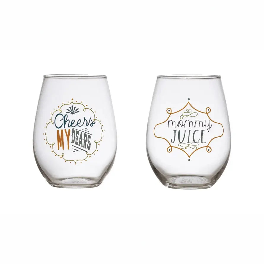 Stemless Wine Glass with Saying - 18 oz. Gift