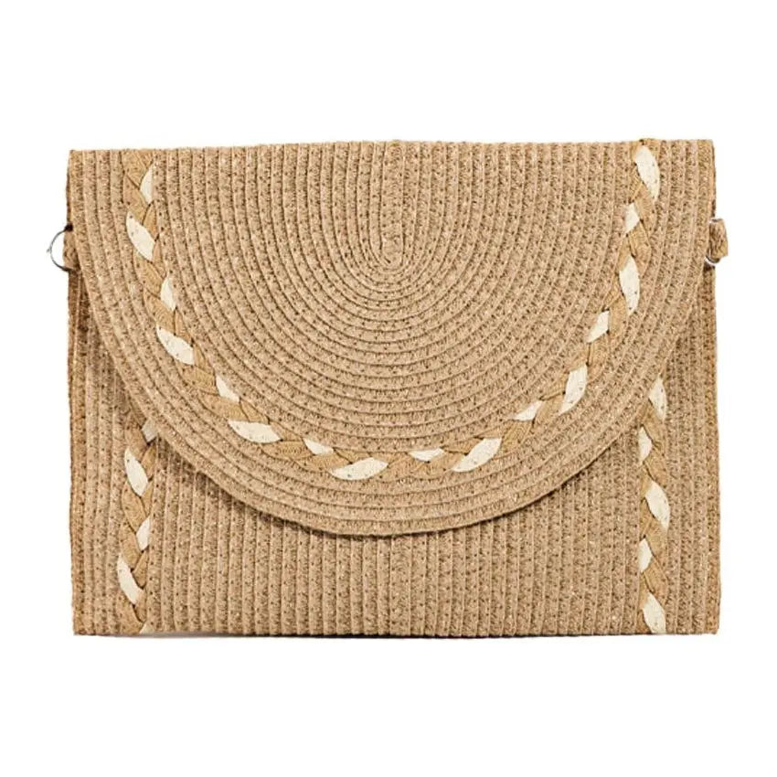 Straw Braid Envelope Crossbody Bag PinkPro Beauty Supply