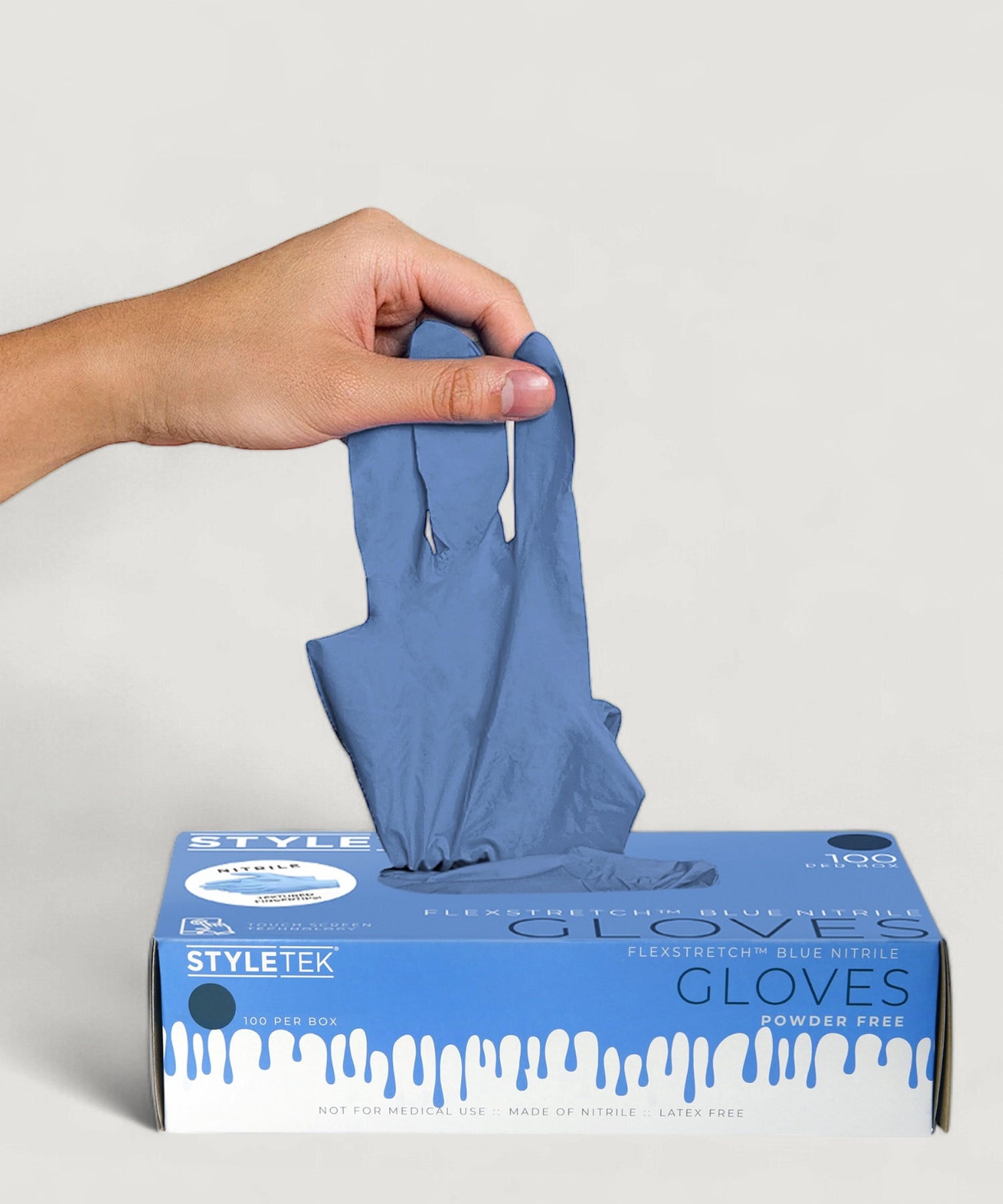 Styletek Blue Nitrile Deluxe Touch Gloves - Large