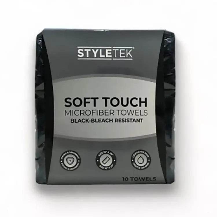 Styletek Soft Touch Microfiber Towels Black 10 Pack StyleTek