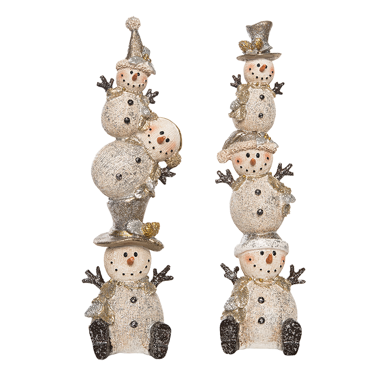 Gift Figurine Set Stacked Snowmen 2 Piece