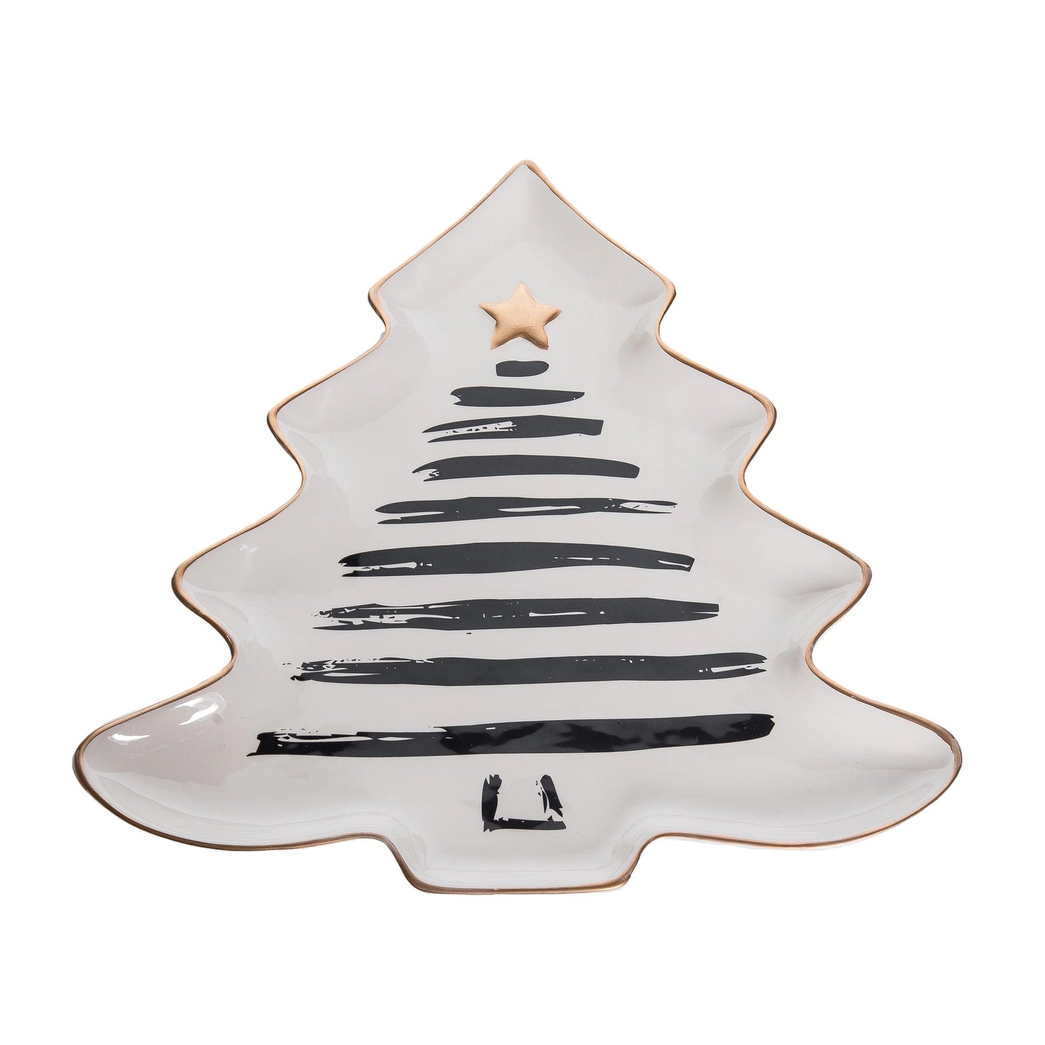 Black and Gold Christmas Tree Platter