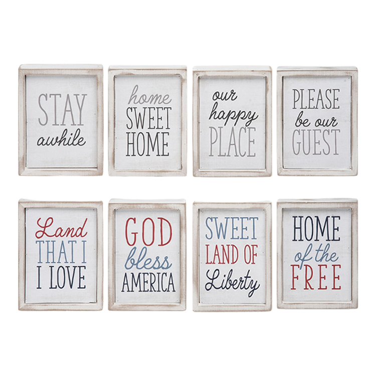 Gift Wood Block Double-Sided Wood Block Sign Set of 4