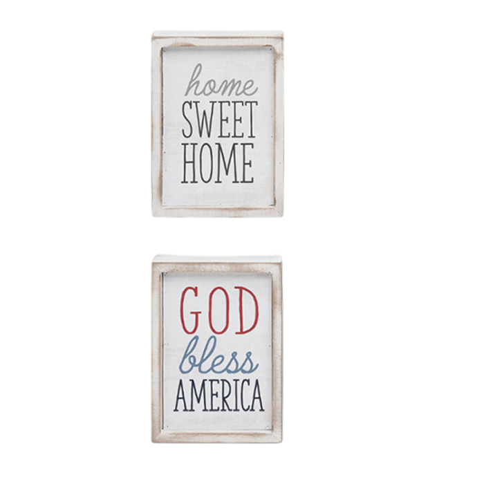 Gift Wood Block God Bless/Home Sweet Home