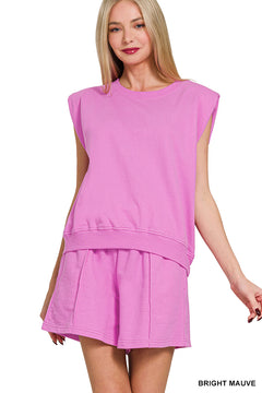 Zenana Sleeveless Top & Shorts Set - Bright Mauve - PinkPro Beauty Supply
